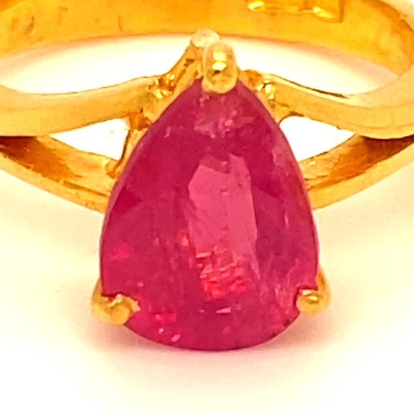 Burmese Ruby 3.38ct Solid 22K Yellow Gold Ring - Picture 8 of 8